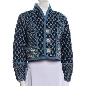 Veronica Beard Navy and Light Blue Patterned Blazer